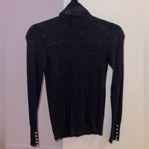Zara knit dark grey long sleeve turtleneck with pearls on sleeves